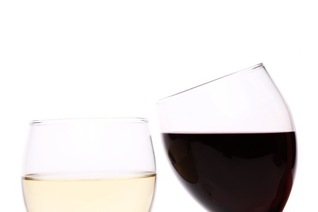 White and red wine glassesの写真素材