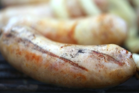 BBQ sausage close-upの写真素材