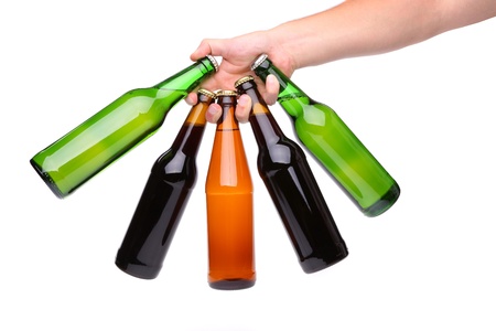 Five different bottles fanの写真素材