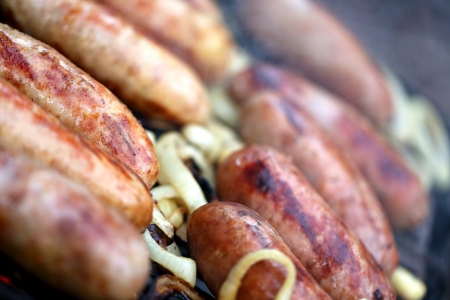 Bratwurst sausages on grill.の写真素材
