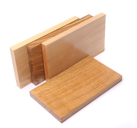 Three vertical boards (elm, acacia, lime) ang one horizontal board (oak)の写真素材