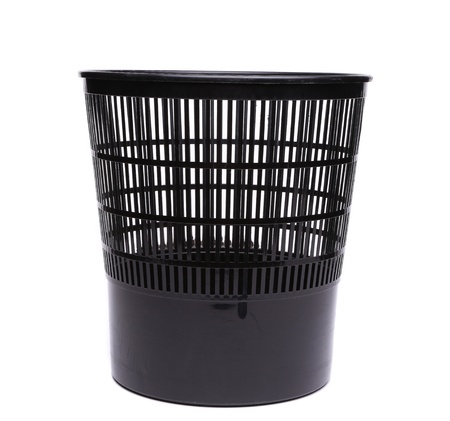 A plastic trash can isolated on white backgroundの写真素材
