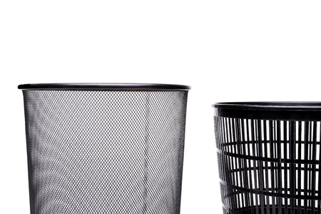 Top metal trash can and fragment plastic trash can.の写真素材