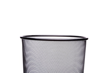 Top metal trash can isolated on white backgroundの写真素材