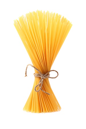 Bunch of spaghetti third number isolated on white backgroundの写真素材