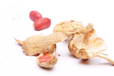 The peel of peanuts isolated on yhe white backgroundの写真素材