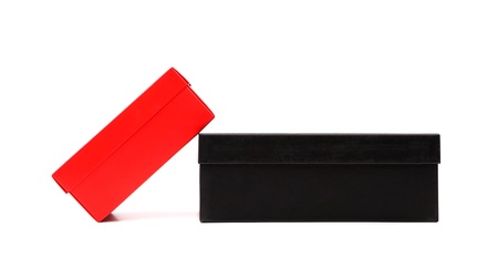 Two box, red and black on the white backgroundの写真素材