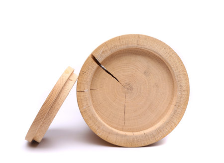 Bottom of wood birch bark container and his cover close-upの写真素材