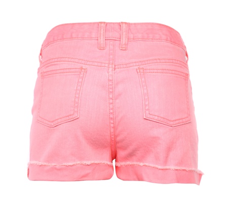 A women jeans shorts isolated on a white background. Back.の写真素材