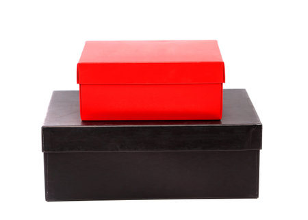 Two box, red and black on the white background