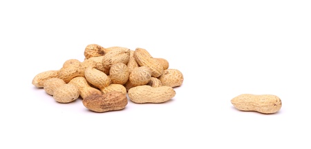 Peanut and a hill of peanuts on the white backgroun.の写真素材