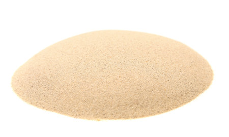 Handful of sand isolated on a white backgroundの写真素材