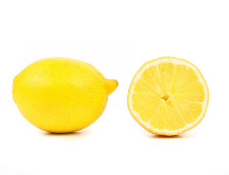 Lemon and slice isolated on white backgroundの写真素材