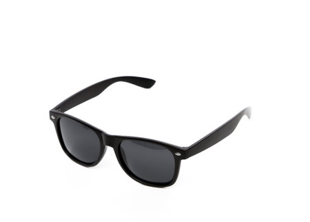 Black modern eyeglasses isolated on a white backgroundの写真素材