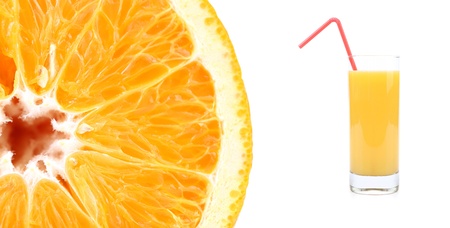 Slice of fresh orange and juiceの写真素材