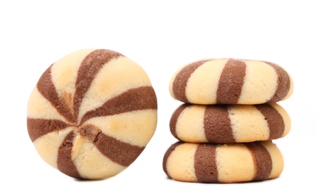 Biscuits of a chocolate cloves. White background.の写真素材