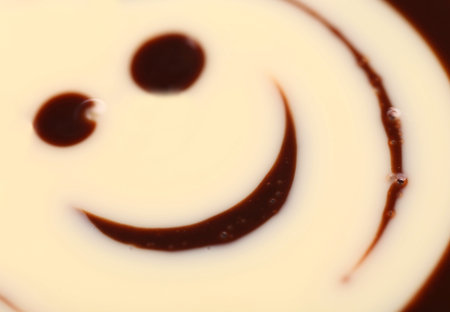 Smiley chocolate cream. Close up. Whole background.の写真素材