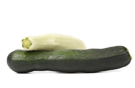 White and green vegetable marrow. White background.の写真素材