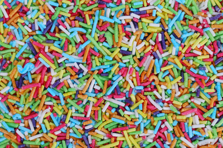 Sugar sprinkle dots, decoration for cake and bekery. Close up.