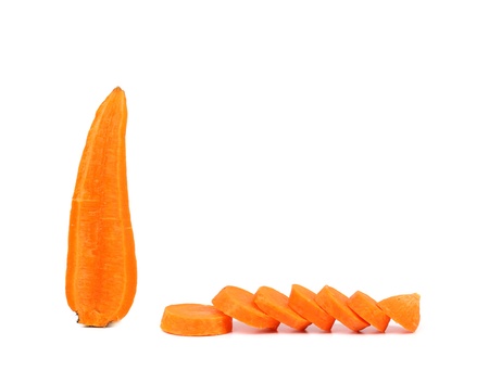 Vertical carrot and slices. Isolated on a white background.の写真素材
