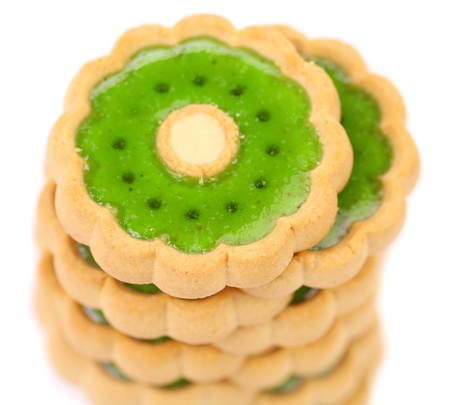 Stack of biscuit with kiwi jam  Top view  Close up の写真素材