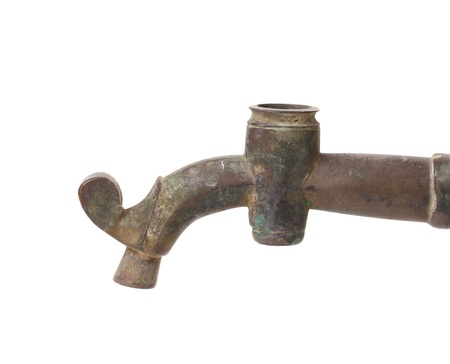 Old samovar tap. Isolated on a white background.の写真素材