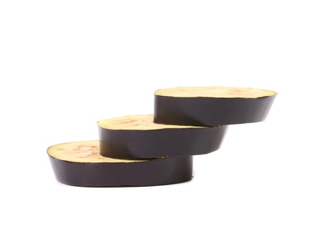Large slices of eggplant on white background.の写真素材