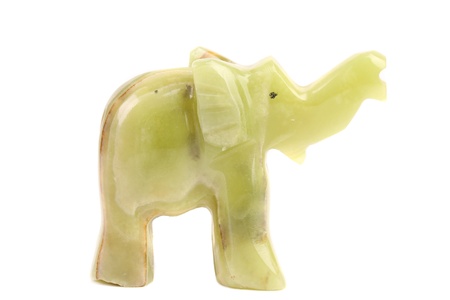Jade elephant. Isolated on a white background.の写真素材