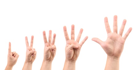 Score on the finger. Isolated on a white background.の写真素材