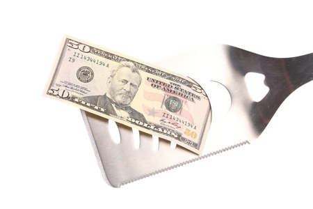 Fifty dollar banknote. Isolated on a white backgroundの写真素材