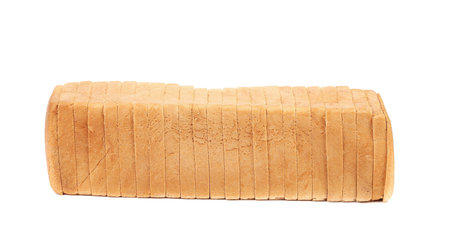 White sliced bread on a white background
