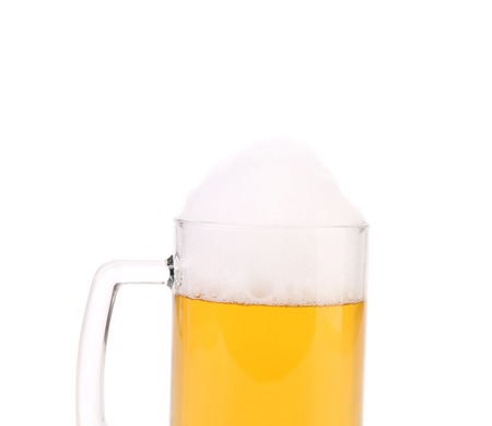 Top of full beer mug. Isolated on a white background.の写真素材