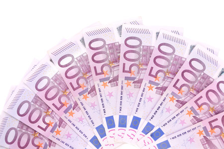 Five hundred euro fan. Isolated on a white background.