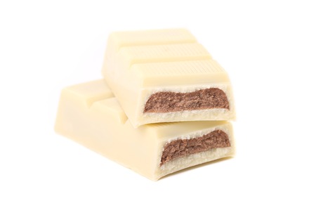 Bars of chocolate with a filling. Isolated on a white background.の写真素材