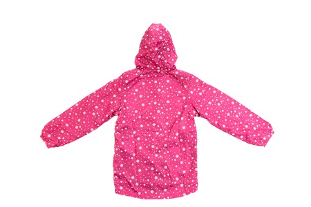 Pink jacket with hood. Isolated on a white background.の写真素材