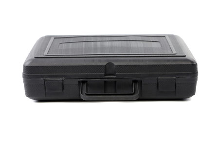 Black plastic case isolated on white background