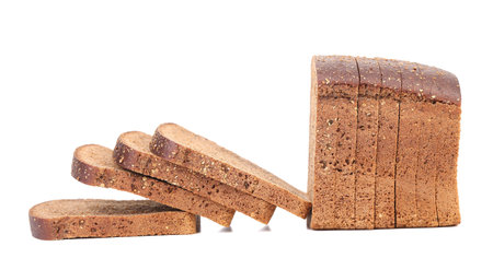 Sliced loaf of brown bread. Isolated on a white background