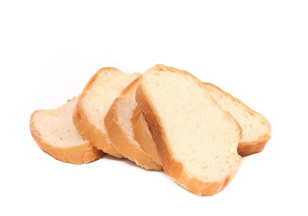 Sliced white bread. Isolated on a white backgroundの写真素材