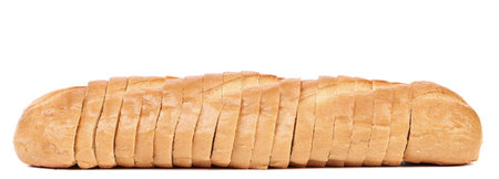 Sliced loaf of white bread. Isolated on a white backgroundの写真素材