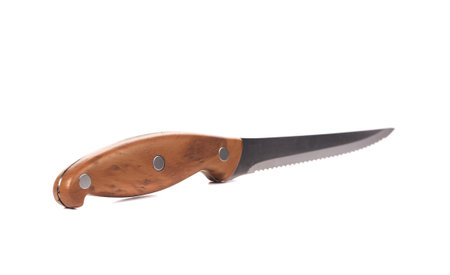 Close up of kitchen knife. Isolated on a white background.