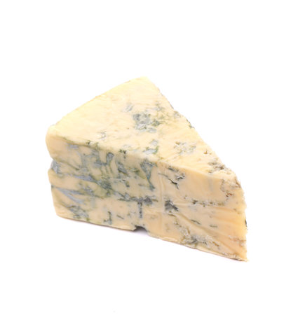 Slice of dor blue cheese. Isolated on a white background.の写真素材