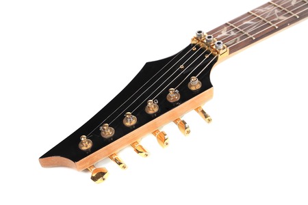 Guitar neck front side  Isolated on a white の写真素材