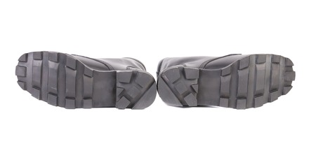 Black sport man's boots. Isolated on a white background.の写真素材