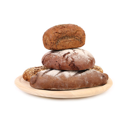 Various healthy bread. Isolated on white background.