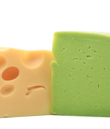 Composition various types of cheese.  Isolated on white backgroundの写真素材