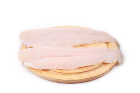 Fresh fillet of pangasius. Isolated on a white background.