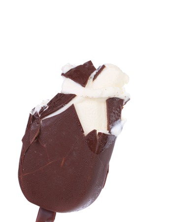 Bitten ice cream on stick. Isolated on a white background.の写真素材