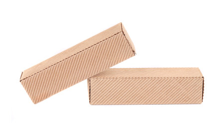 Beige cardboard boxes. Isolated on a white background.
