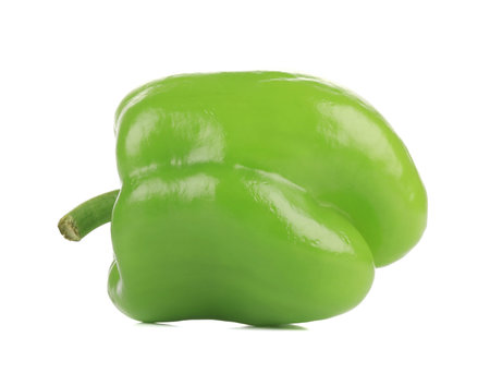 Green raw pepper. Isolated on a white background.の写真素材