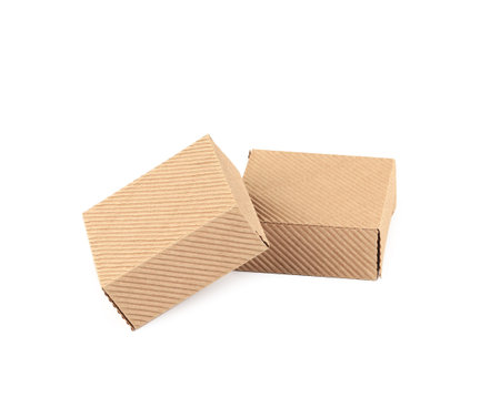 Stacks of cardboard boxes. Isolated on a white background.